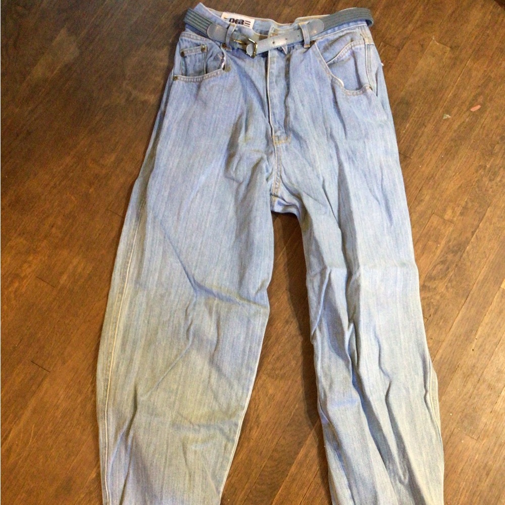 Vintage Sky Blue belted  Light Blue Jeans
